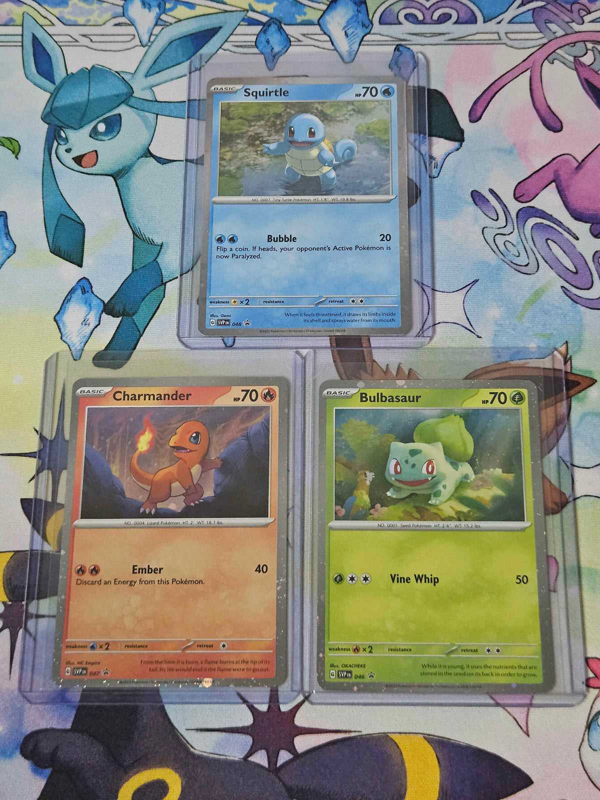 Bulbasaur, Charmander, & Squirtle Cosmos Holo Promo Set - 151 Poster Collection