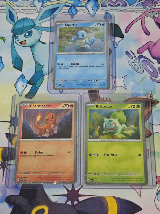 Bulbasaur, Charmander, & Squirtle Cosmos Holo Promo Set - 151 Poster Collection
